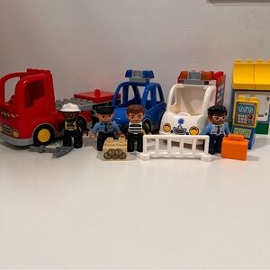 Lego Duplo Police Ambulance Fire truck service vehicles